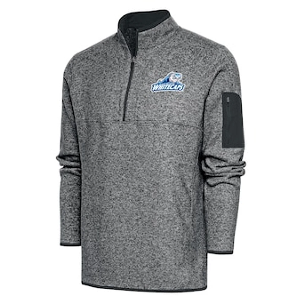 Men's Antigua Heather Gray West Michigan Whitecaps Big & Tall Fortune Quarter-Zip Pullover Jacket