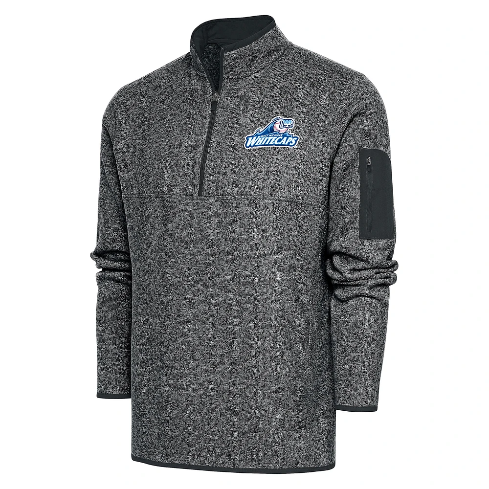 Men's Antigua Heather Gray West Michigan Whitecaps Big & Tall Fortune Quarter-Zip Pullover Jacket