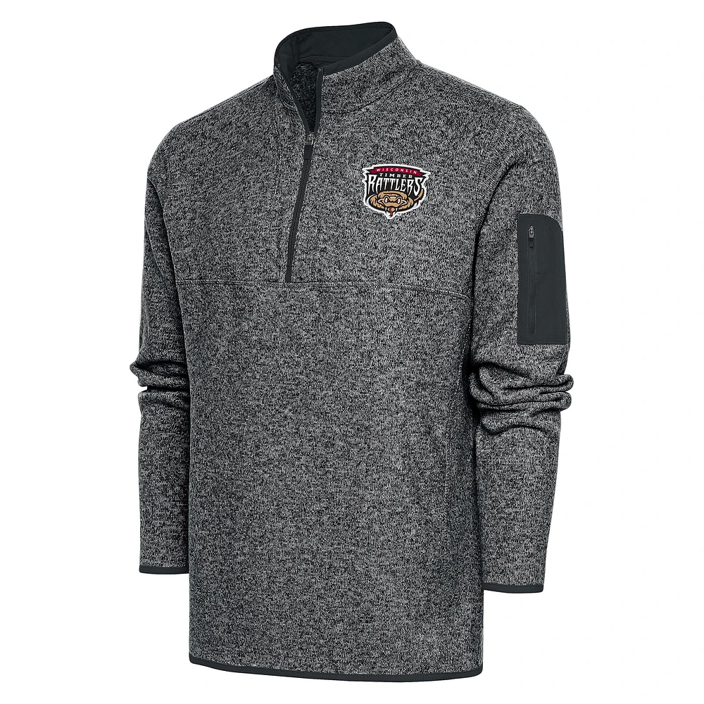 Men's Antigua Heather Gray Wisconsin Timber Rattlers Big & Tall Fortune Quarter-Zip Pullover Jacket