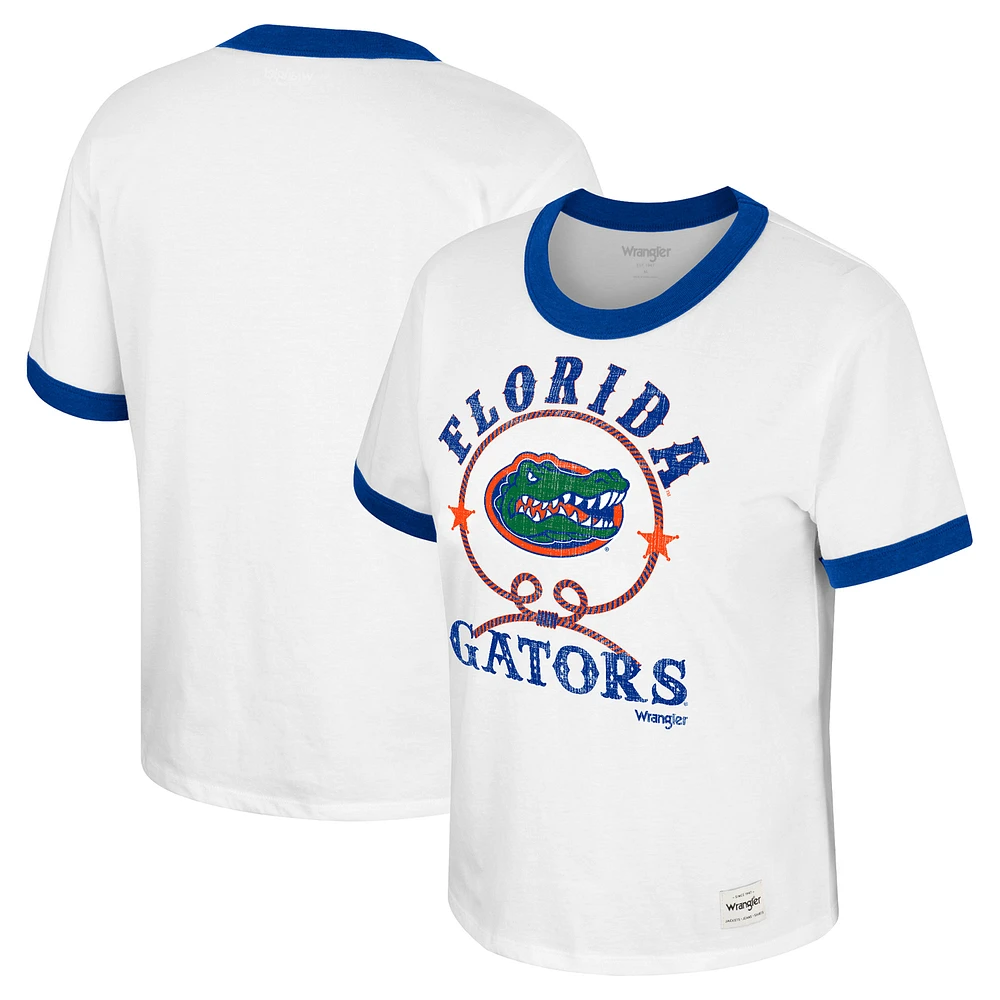 Women's Colosseum x Wrangler White Florida Gators Freehand Ringer T-Shirt