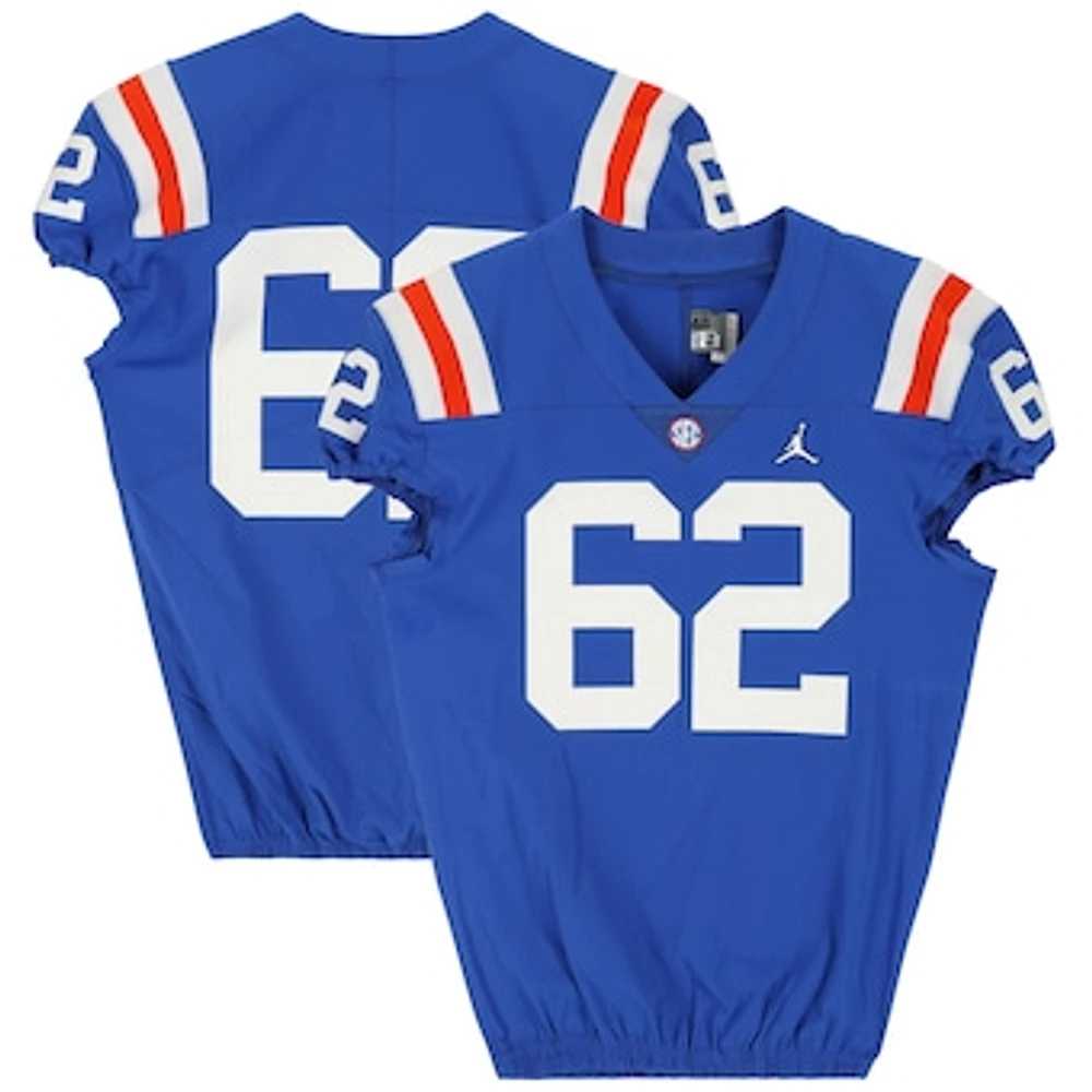 Florida Gators Team-Issued #62 Blue Throwback Jersey from the 2020-21 NCAA Football Seasons