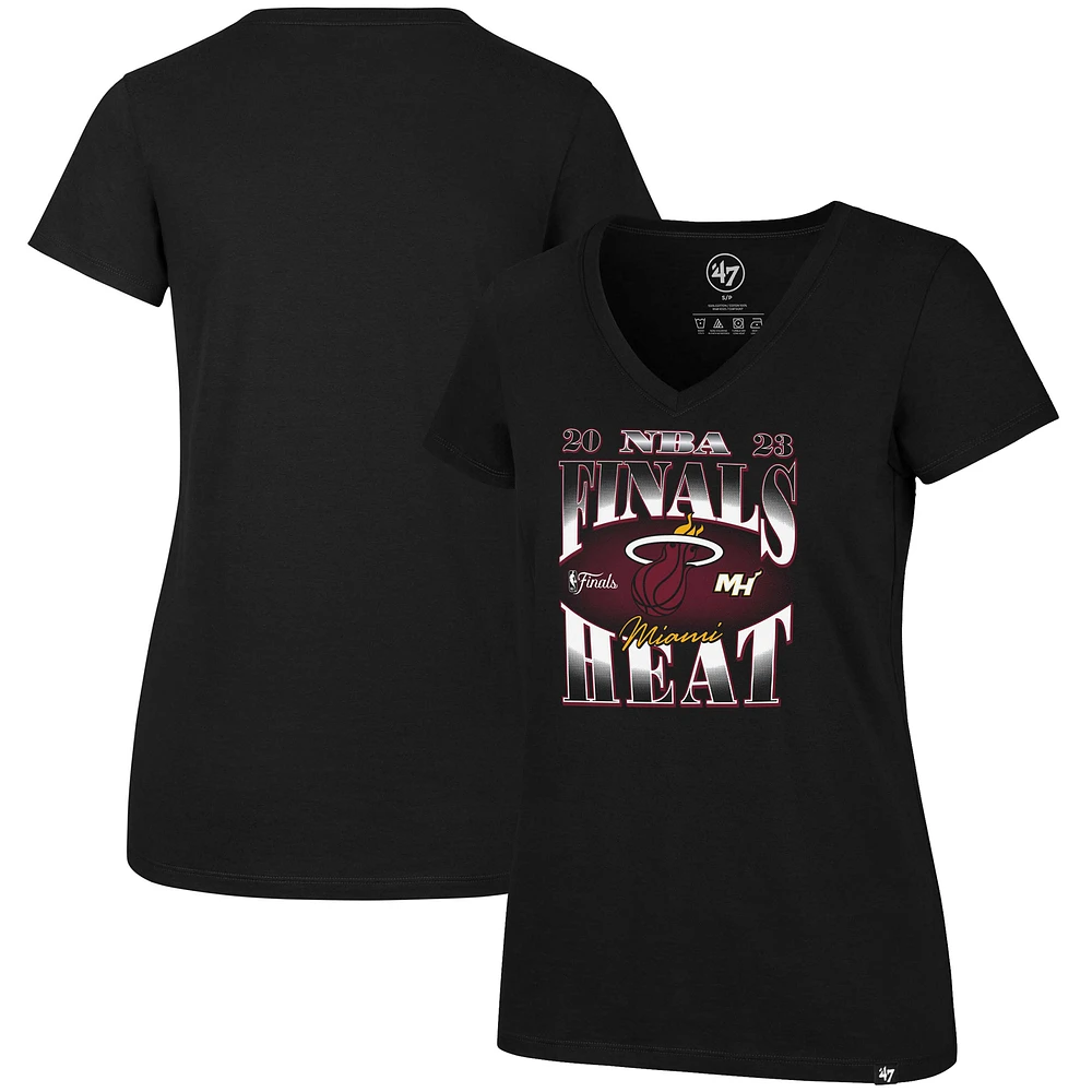 Women's '47 Black Miami Heat 2023 NBA Finals Frankie V-Neck T-Shirt