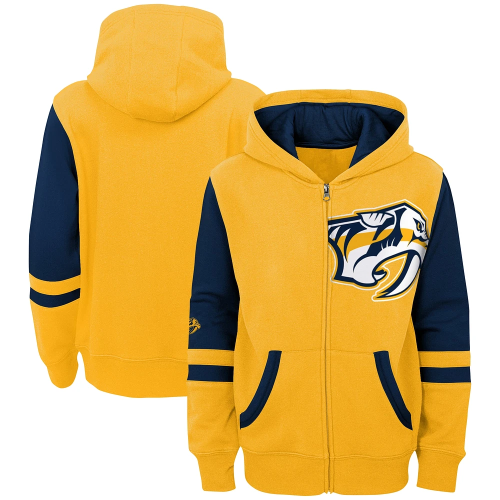 Preschool Gold Nashville Predators Face Off Full Zip Hoodie