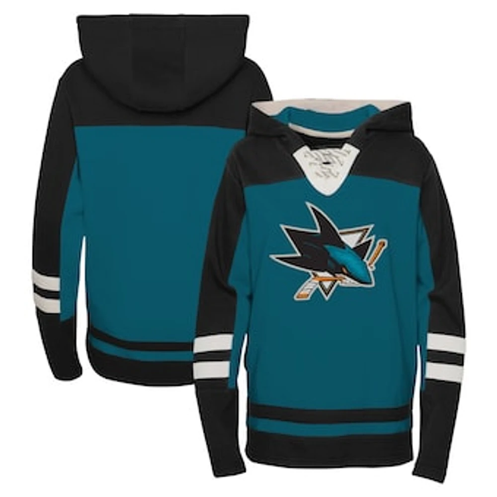 Youth Teal San Jose Sharks Ageless Revisited Lace-Up V-Neck Pullover Hoodie