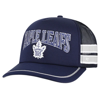 Men's '47 Navy Toronto Maple Leafs Sideband Stripes Trucker Snapback Hat