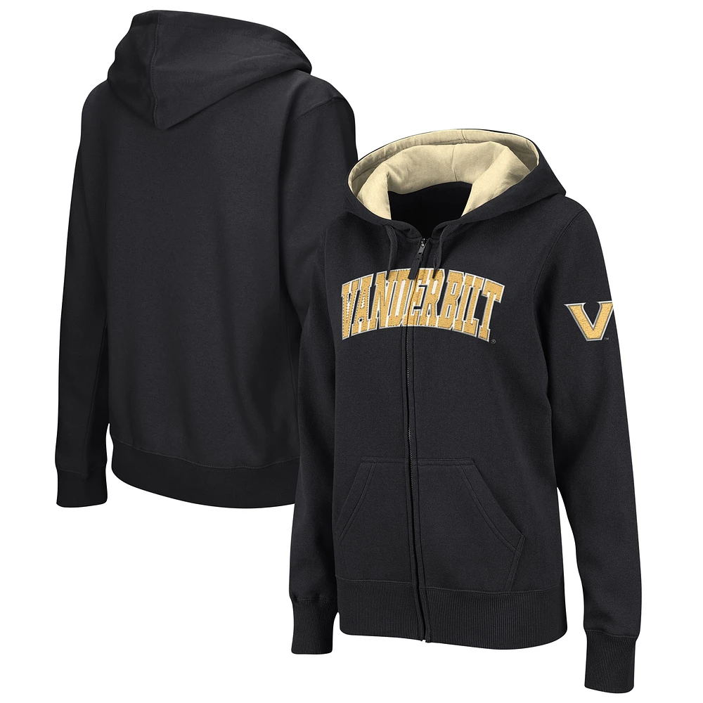 Women's Colosseum Black Vanderbilt Commodores Arched Name Full-Zip Hoodie