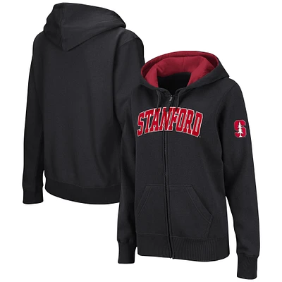 Women's Colosseum Black Stanford Cardinal Arched Name Full-Zip Hoodie