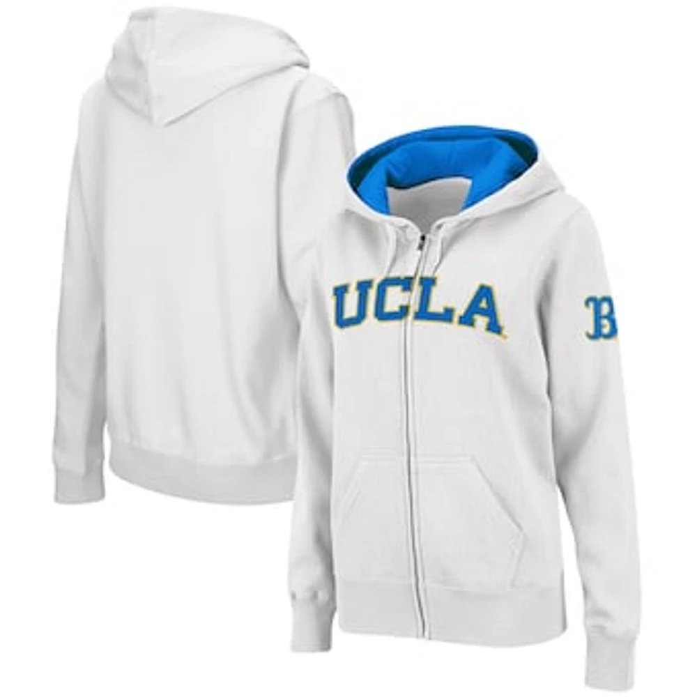 Women's Colosseum White UCLA Bruins Arched Name Full-Zip Hoodie