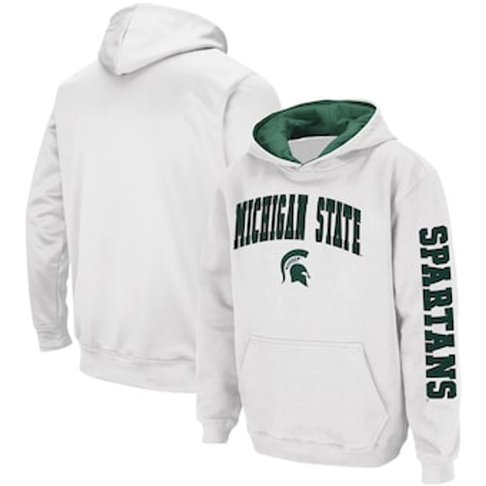 Youth Colosseum White Michigan State Spartans 2-Hit Pullover Hoodie