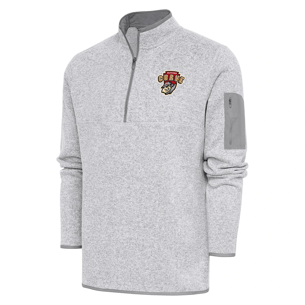 Men's Antigua Heather Altoona Curve Fortune Quarter-Zip Pullover Jacket