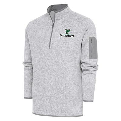 Men's Antigua Heather Augusta GreenJackets Fortune Quarter-Zip Pullover Jacket