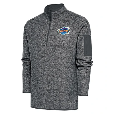 Men's Antigua Heather Charcoal Brooklyn Cyclones Fortune Quarter-Zip Pullover Jacket