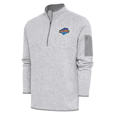 Men's Antigua Heather Brooklyn Cyclones Fortune Quarter-Zip Pullover Jacket