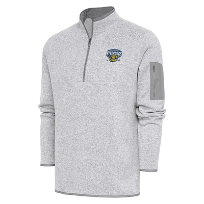 Men's Antigua Heather Charleston RiverDogs Fortune Quarter-Zip Pullover Jacket