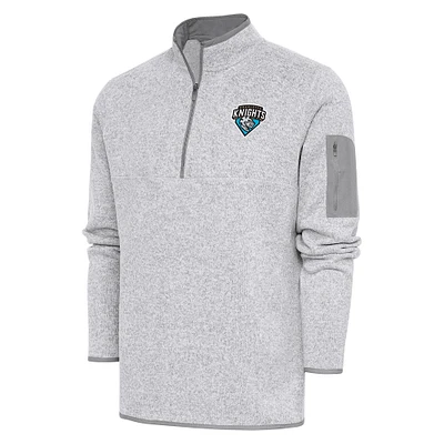 Men's Antigua Heather Charlotte Knights Fortune Quarter-Zip Pullover Jacket