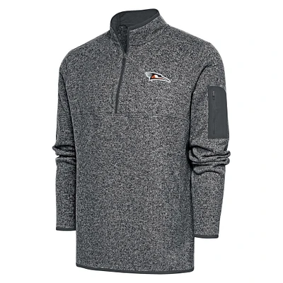 Men's Antigua Heather Charcoal Delmarva Shorebirds Fortune Quarter-Zip Pullover Jacket
