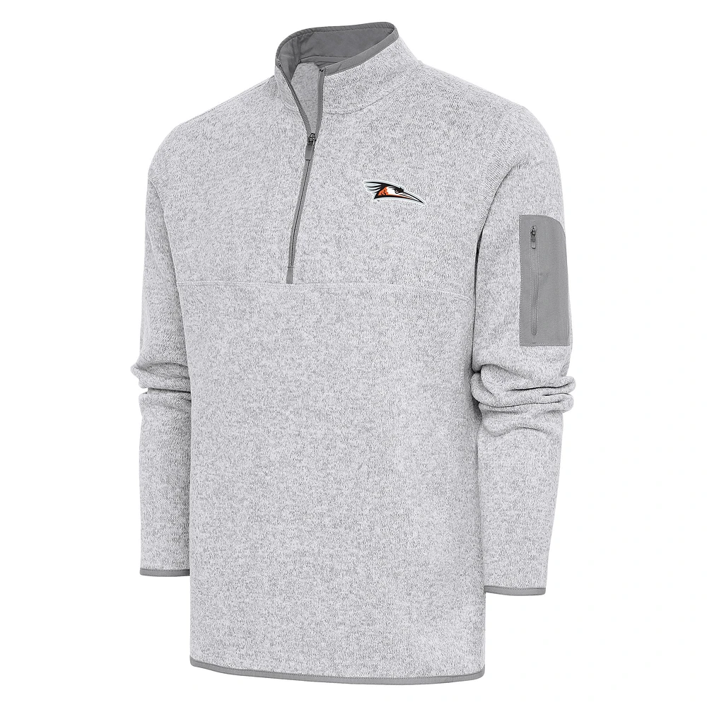 Men's Antigua Heather Delmarva Shorebirds Fortune Quarter-Zip Pullover Jacket