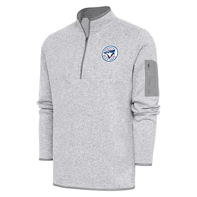Men's Antigua Heather Dunedin Blue Jays Fortune Quarter-Zip Pullover Jacket