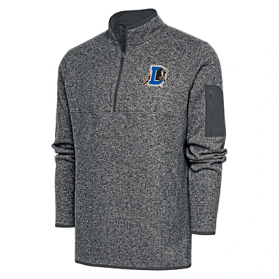 Men's Antigua Heather Charcoal Durham Bulls Fortune Quarter-Zip Pullover Jacket