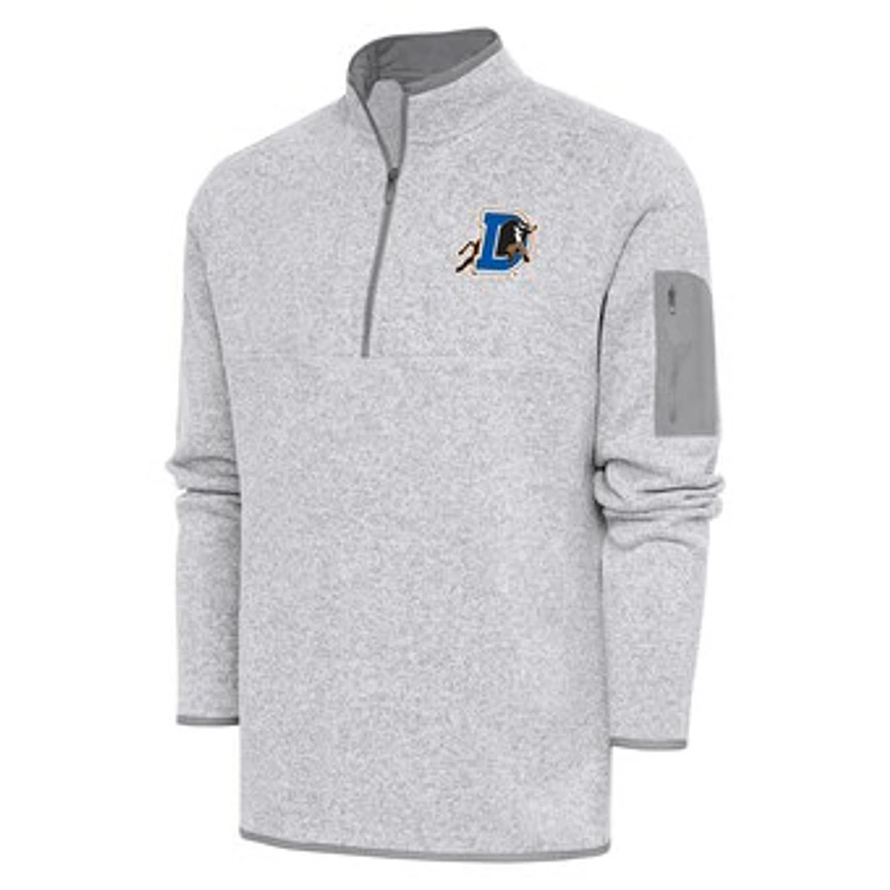 Men's Antigua Heather Durham Bulls Fortune Quarter-Zip Pullover Jacket