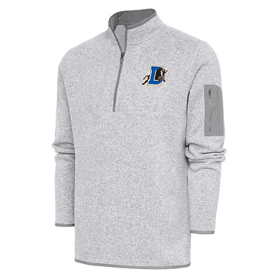 Men's Antigua Heather Durham Bulls Fortune Quarter-Zip Pullover Jacket