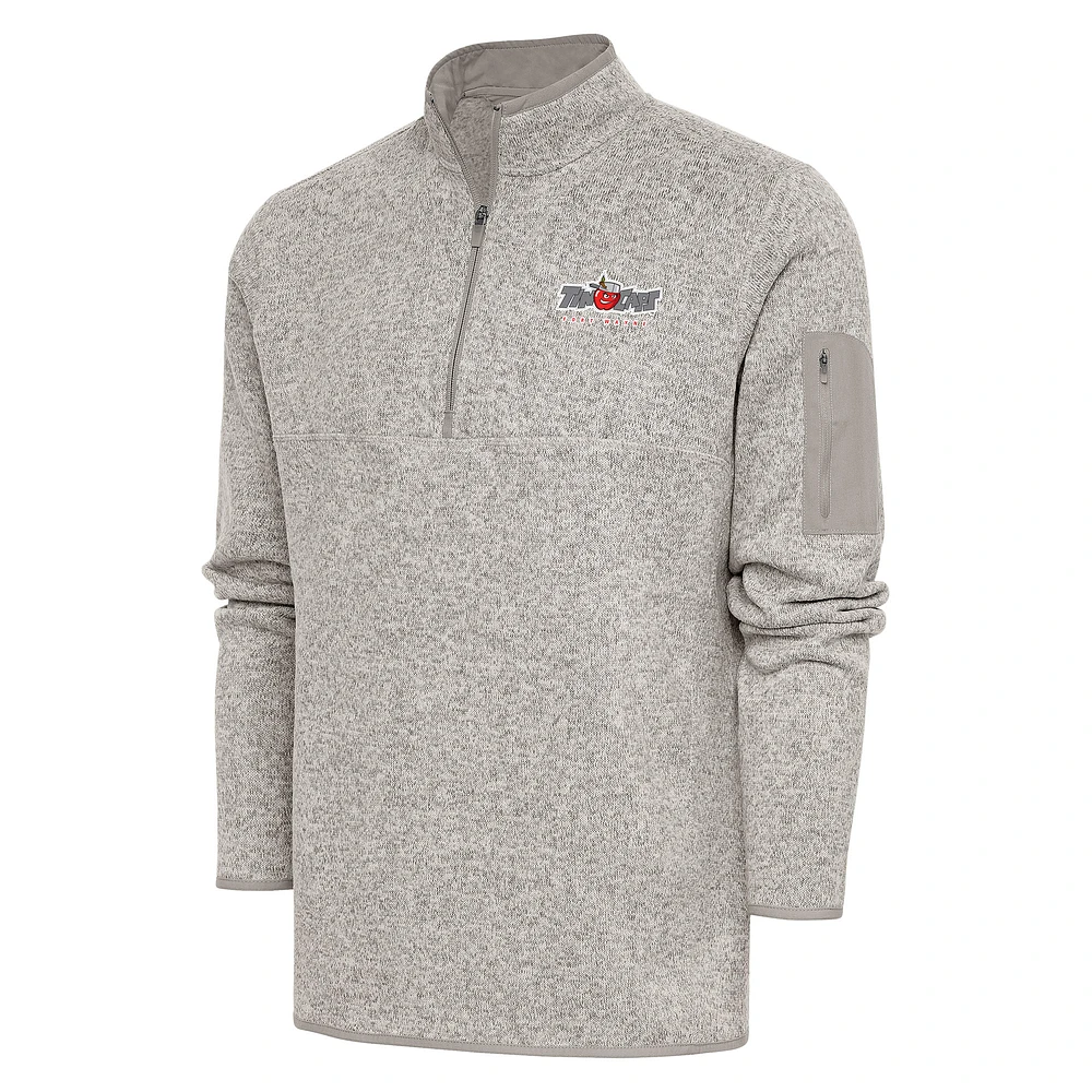 Men's Antigua Oatmeal Fort Wayne TinCaps Fortune Quarter-Zip Pullover Jacket