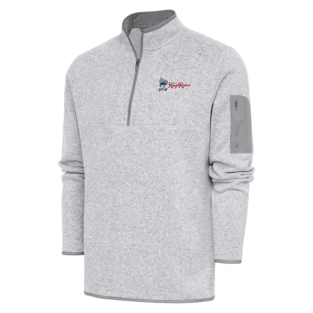 Men's Antigua Heather Frisco RoughRiders Fortune Quarter-Zip Pullover Jacket