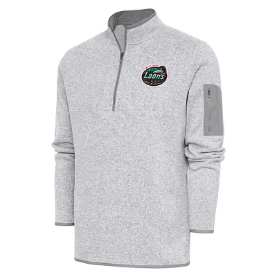 Men's Antigua Heather Great Lakes Loons Fortune Quarter-Zip Pullover Jacket