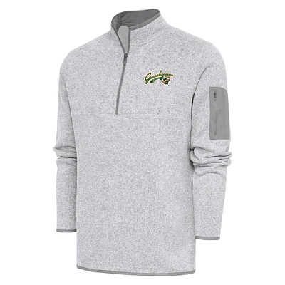 Men's Antigua Heather Greensboro Grasshoppers Fortune Quarter-Zip Pullover Jacket