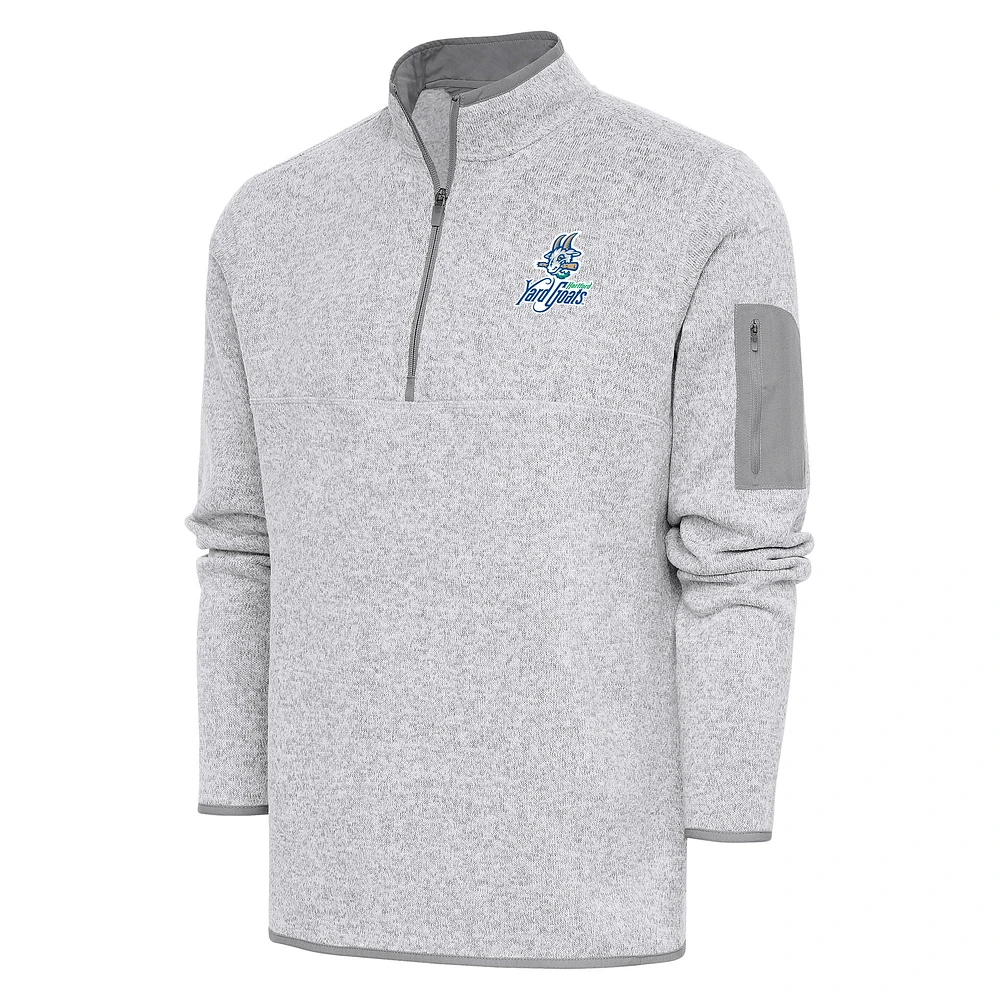 Men's Antigua Heather Hartford Yard Goats Fortune Quarter-Zip Pullover Jacket