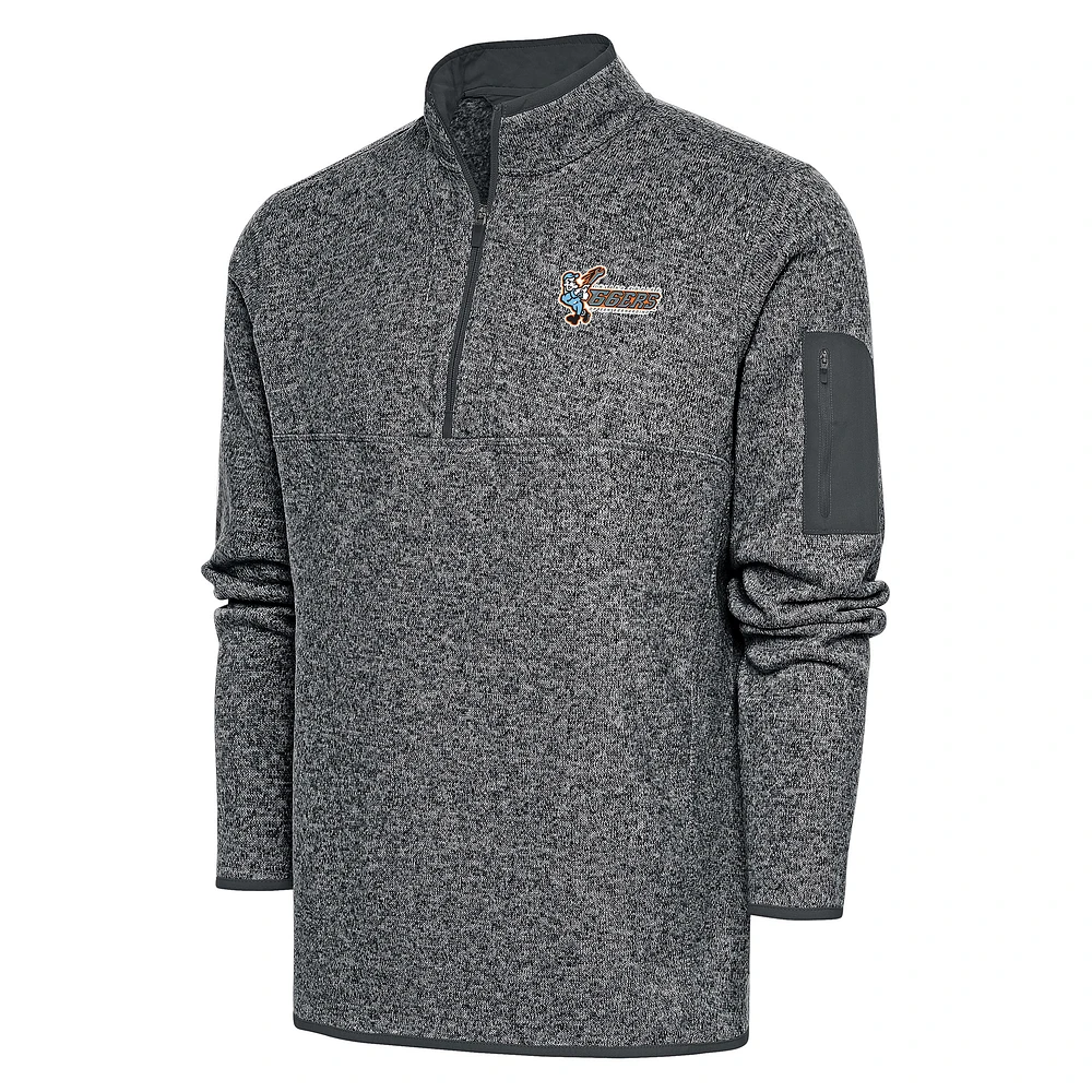 Men's Antigua Heather Charcoal Inland Empire 66ers Fortune Quarter-Zip Pullover Jacket