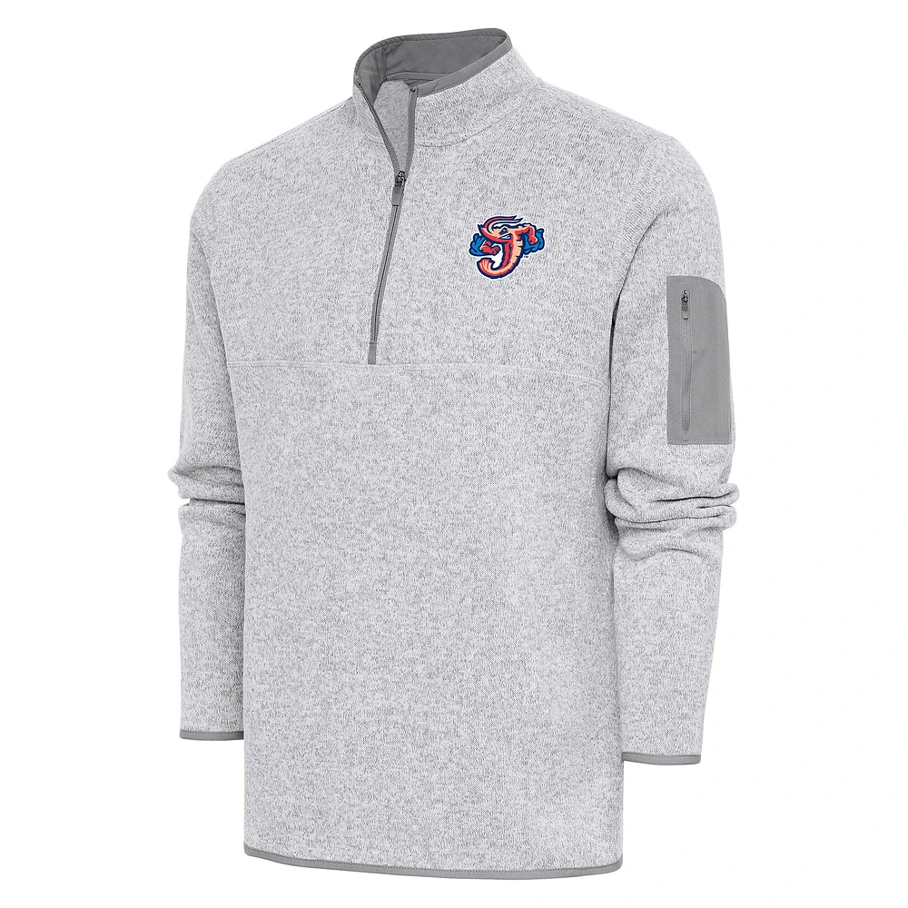 Men's Antigua Heather Jacksonville Jumbo Shrimp Fortune Quarter-Zip Pullover Jacket