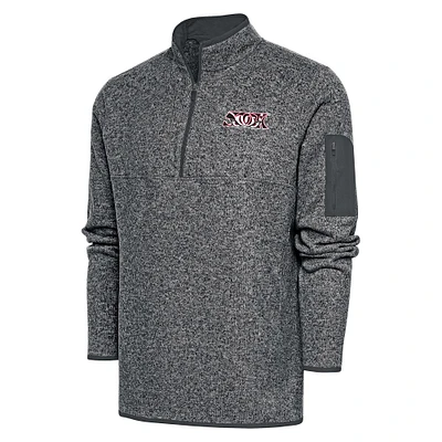Men's Antigua Heather Charcoal Lake Elsinore Storm Fortune Quarter-Zip Pullover Jacket