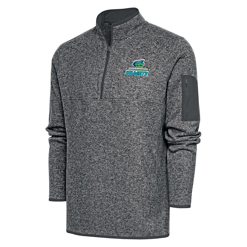 Men's Antigua Heather Charcoal Lynchburg Hillcats Fortune Quarter-Zip Pullover Jacket