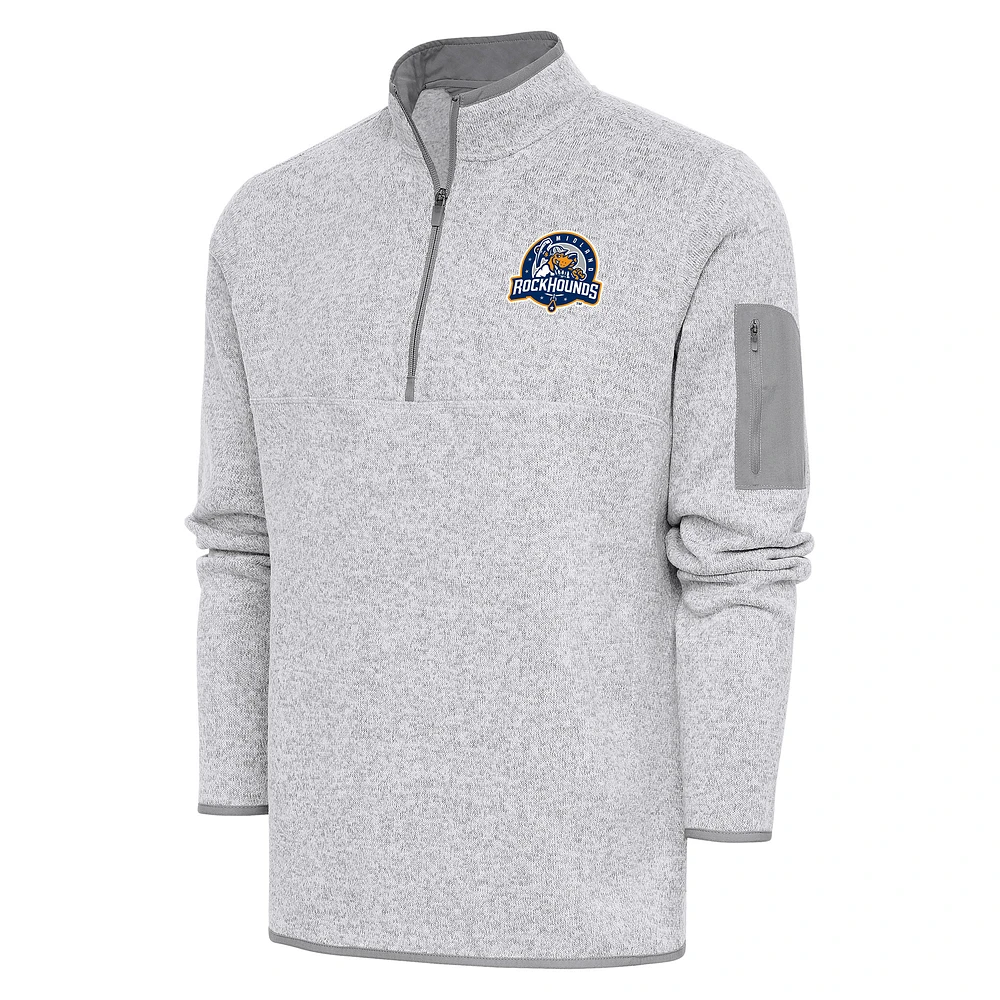 Men's Antigua Heather Midland Rockhounds Fortune Quarter-Zip Pullover Jacket