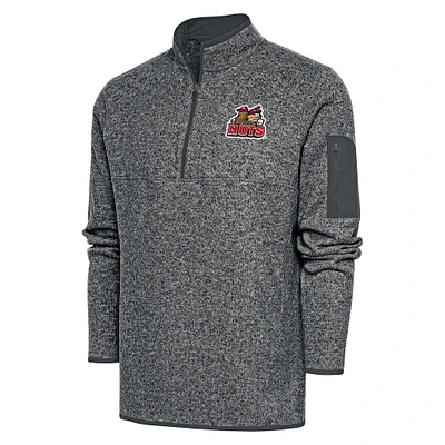 Men's Antigua Heather Charcoal Modesto Nuts Fortune Quarter-Zip Pullover Jacket