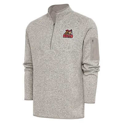 Men's Antigua Oatmeal Modesto Nuts Fortune Quarter-Zip Pullover Jacket