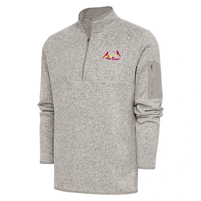 Men's Antigua Oatmeal Palm Beach Cardinals Fortune Quarter-Zip Pullover Jacket