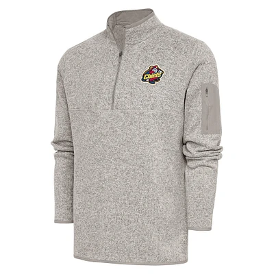 Men's Antigua Oatmeal Peoria Chiefs Fortune Quarter-Zip Pullover Jacket