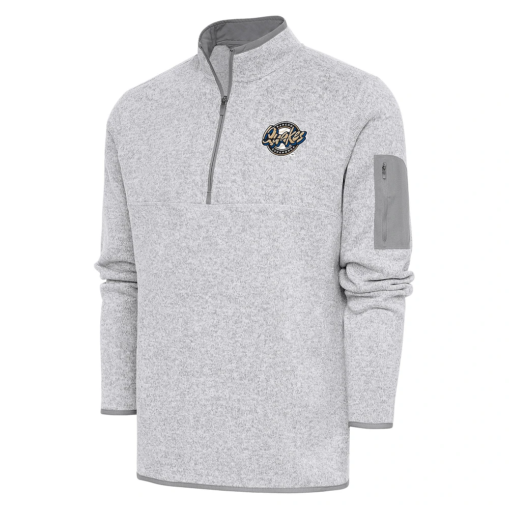 Men's Antigua Heather Rancho Cucamonga Quakes Fortune Quarter-Zip Pullover Jacket