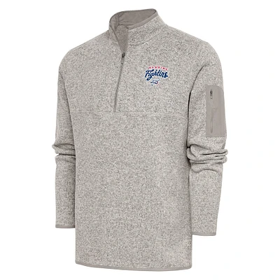 Men's Antigua Oatmeal Reading Phillies Fortune Quarter-Zip Pullover Jacket