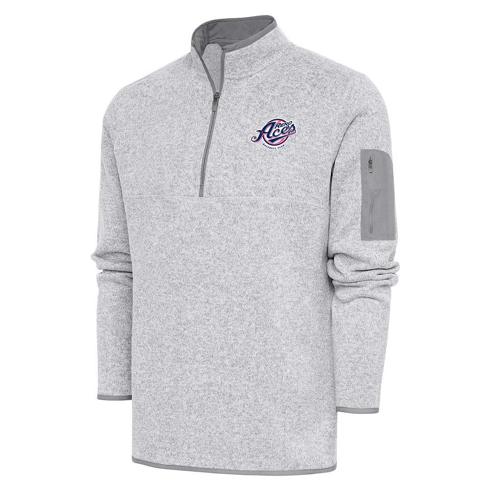Men's Antigua Heather Reno Aces Fortune Quarter-Zip Pullover Jacket
