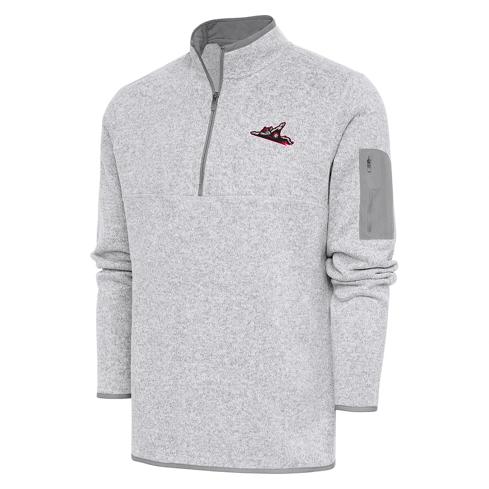 Men's Antigua Heather Richmond Flying Squirrels Fortune Quarter-Zip Pullover Jacket