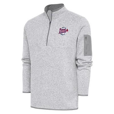 Men's Antigua Heather Gray Rome Braves Fortune Quarter-Zip Pullover Jacket