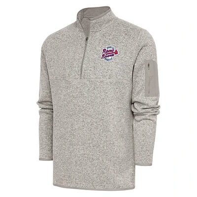 Men's Antigua Oatmeal Rome Braves Fortune Quarter-Zip Pullover Jacket
