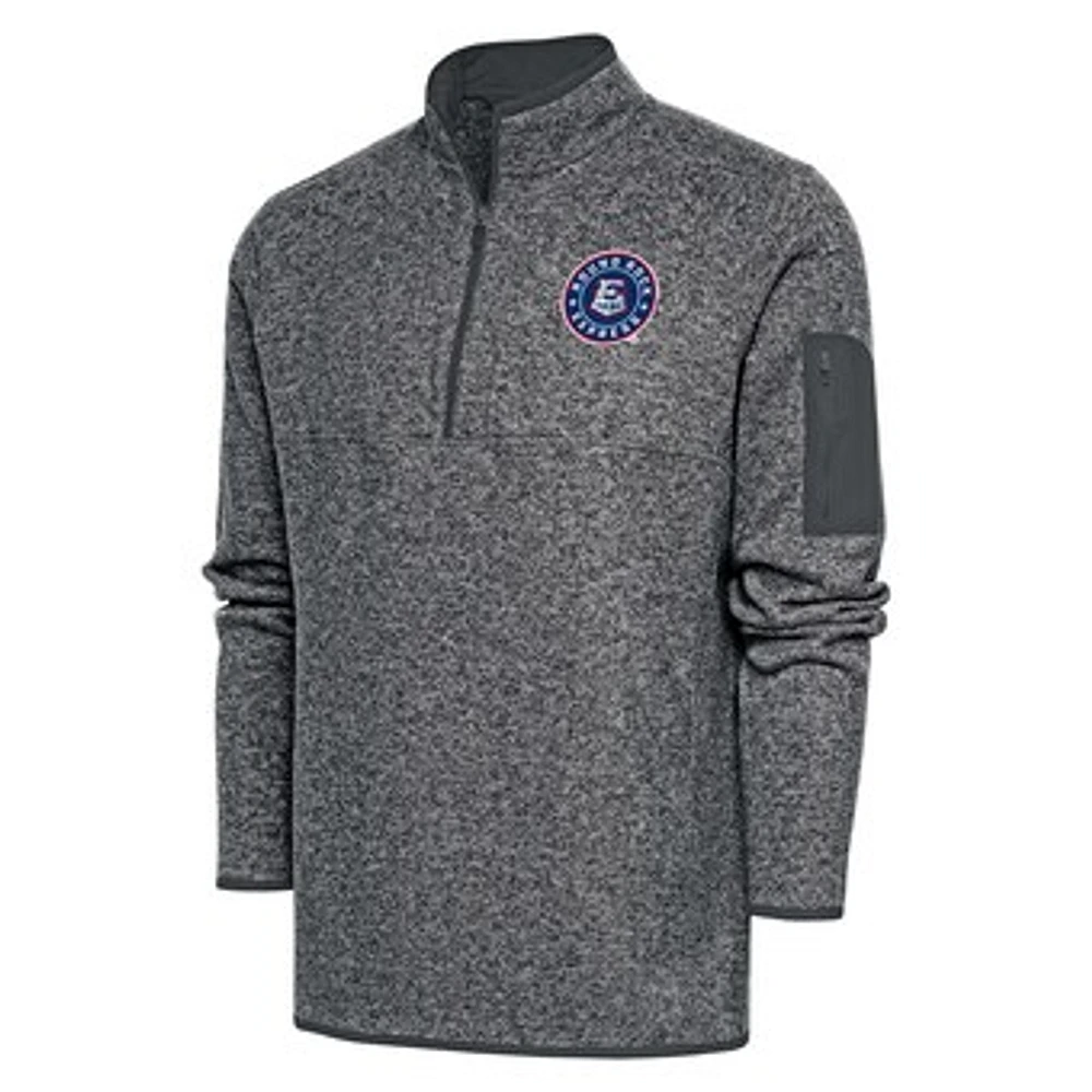 Men's Antigua Heather Charcoal Round Rock Express Fortune Quarter-Zip Pullover Jacket