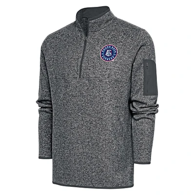 Men's Antigua Heather Charcoal Round Rock Express Fortune Quarter-Zip Pullover Jacket