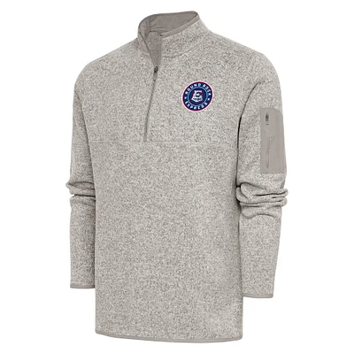 Men's Antigua Oatmeal Round Rock Express Fortune Quarter-Zip Pullover Jacket