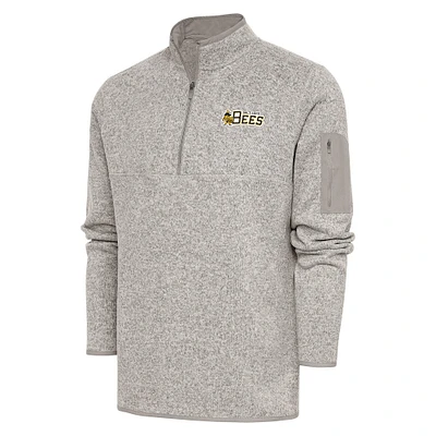 Men's Antigua Oatmeal Salt Lake Bees Fortune Quarter-Zip Pullover Jacket