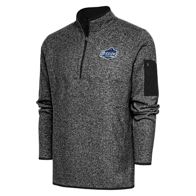 Men's Antigua  Heather Black San Antonio Missions Fortune Quarter-Zip Pullover Jacket